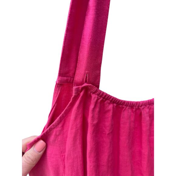 $238 EILEEN FISHER Organic Linen Midi Cami Dress Sundress | Sz S, Geranium Pink - Picture 12 of 16